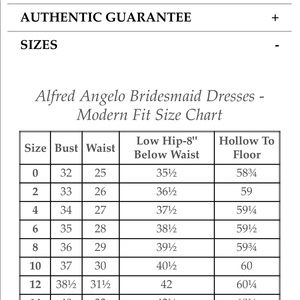 Alfred Angelo Size Chart